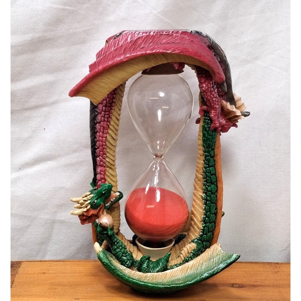 W.U.I Myths & Legends Dual Dragons Red Sand Timer Hourglass Mythical from 1998